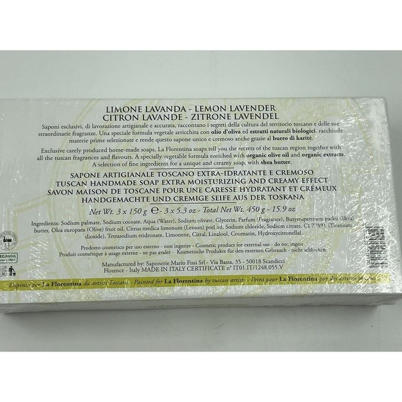 La Florentina LEMON LAVENDER -3 X 5.3 oz Embossed Luxury-Italy SEALED! - Picture 6 of 7